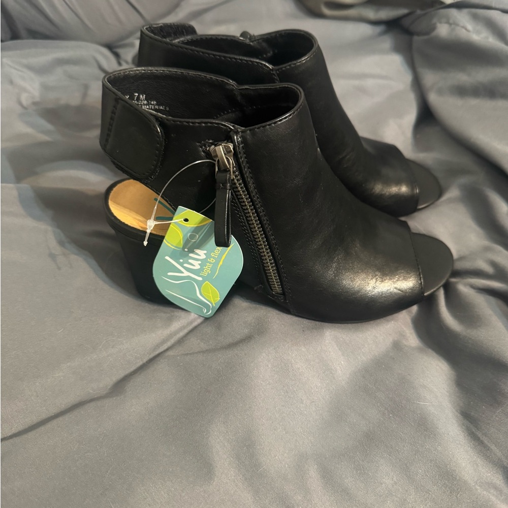 Black Peep Toe Ankle Boots